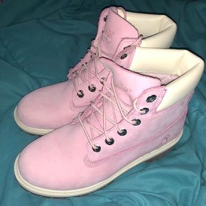 Light pink Timberland boots from Journeys